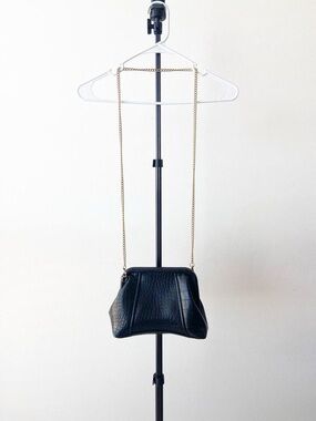 Black Shoulder Bag with Gold Chain